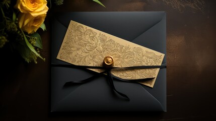 chic black and gold invite