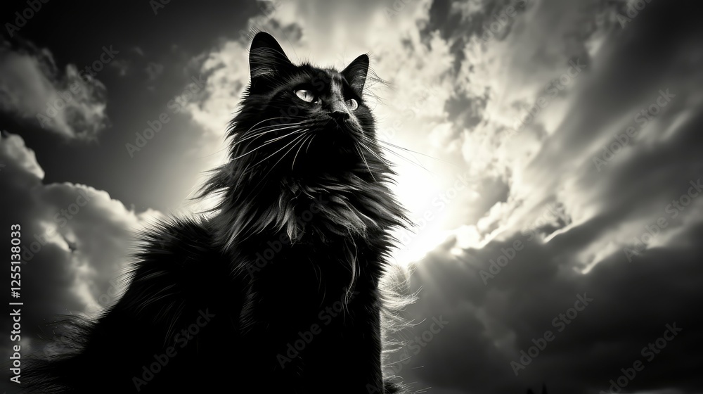 Canvas Prints contrast black cat silhouette