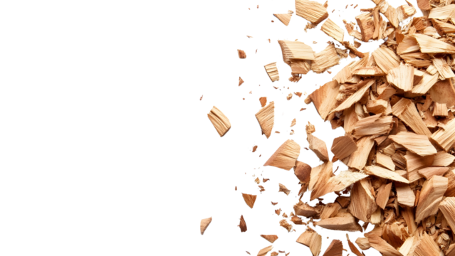 Separated wood chips Isolated on a white background
