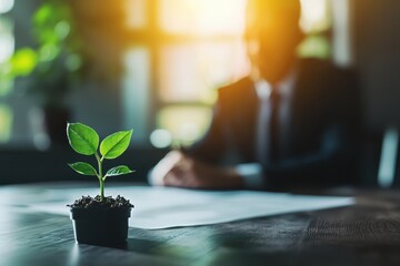 Green Plant Enhancing Modern Office with Financial Advisor