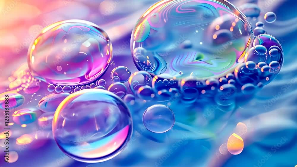 Poster bubbles floating on colorful background