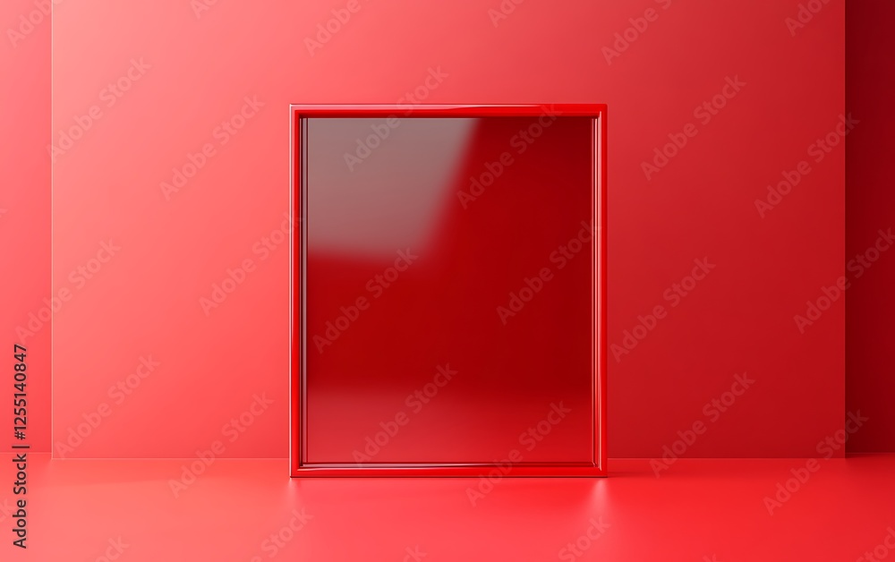 Aufkleber Red framed empty display in a red room