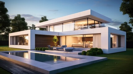 Fototapeta premium minimalist house white