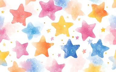 Watercolor Stars Seamless Pattern