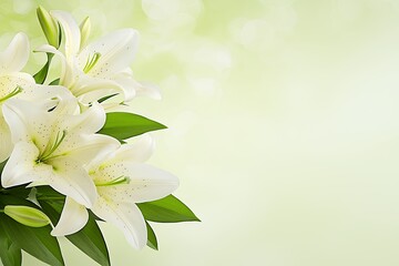 Elegant White Lilies with Soft Green Background for Floral Design