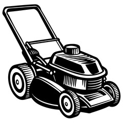 Orange lawn mower Isolated over white background vector art illustration