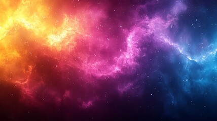Naklejka premium Vibrant cosmic nebula with swirling colors of orange, pink, and blue, creating a mesmerizing backdrop for space-themed designs and projects.