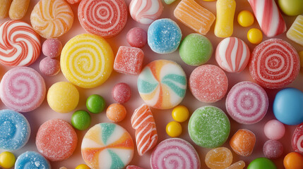 Fototapeta premium colorful sweet jelly sugar candies for child sweets and treats with different shapes