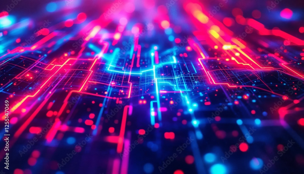 Aufkleber abstract cybernetic network backdrop illuminating technological innovation
