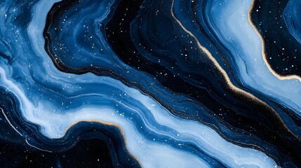 Obraz premium Abstract Blue Wave Pattern with Sparkling Starry Background