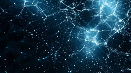 Abstract Blue Network Connections on Dark Background with Stars