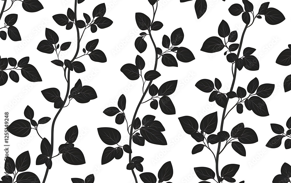 Poster Botanical Pattern with Branches and Leaves. Design Element for Background Use
