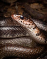 Fototapeta premium Close-Up of a Slithering Snake in Nature