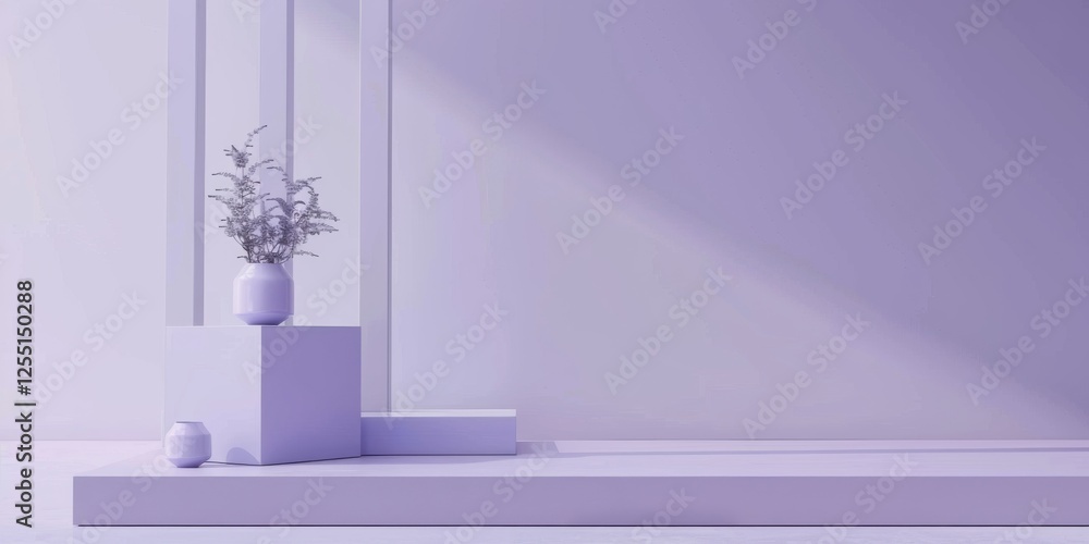Poster a chic minimalist design with a light lavender grey backdrop, minimalistic forms and soft gradients,