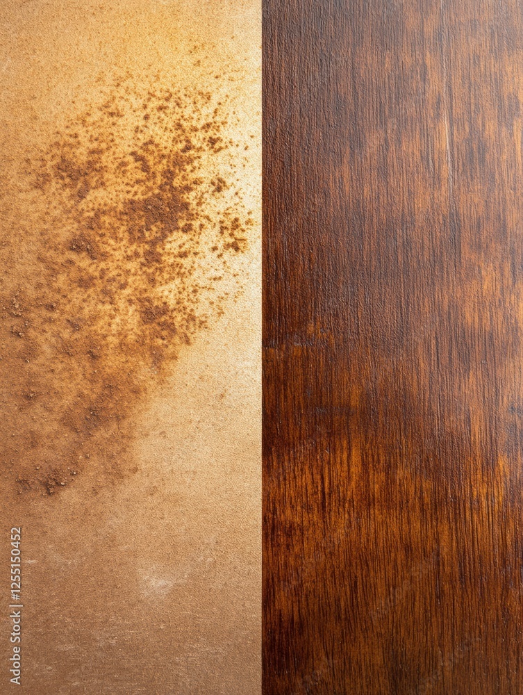 Poster comparison of dusty furniture surface versus clean polished finish highlighting the importance of re