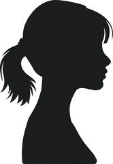 Elegant Woman Profile Silhouette with Ponytail Hairstyle – Vector Illustration