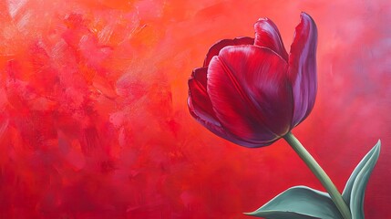 Crimson Elegance: A Single Tulip in Vibrant Red