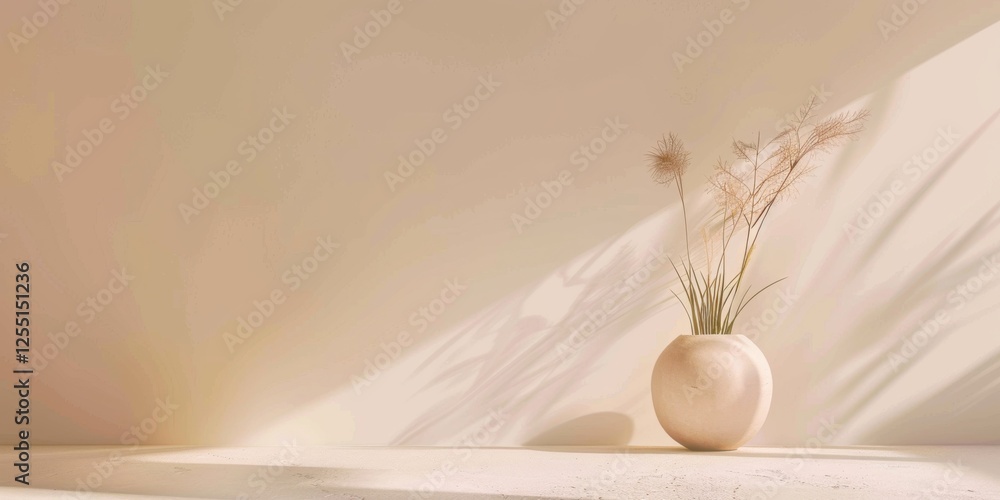 Poster a chic minimalist design with a light sienna background, sparse patterns and clean lines, minimalist