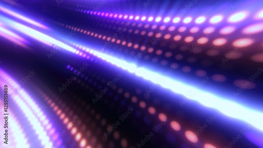 Poster vibrant purple and blue dot pattern with streaks of light, creating a sense of energy and futuristic