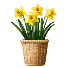 Vibrant Daffodils in Elegant Woven Basket