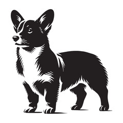 Unique Corgi silhouette featuring a bold and clean outline - Corgi illustration - minimal Corgi vector - dog silhouette
