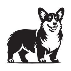 Well-balanced Corgi silhouette with a strong and sturdy pose - Corgi illustration - minimal Corgi vector - dog silhouette
