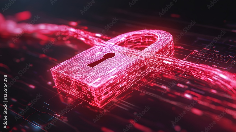 Aufkleber digital lock and data stream concept for cybersecurity theme