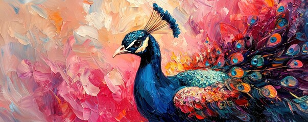 World wildlife day with conservation and awareness idea. Vibrant peacock with colorful background and artistic flair
