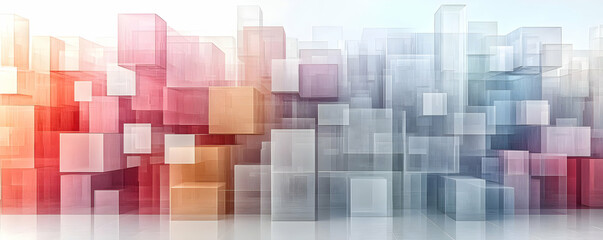 Abstract cube city, digital art, bright background