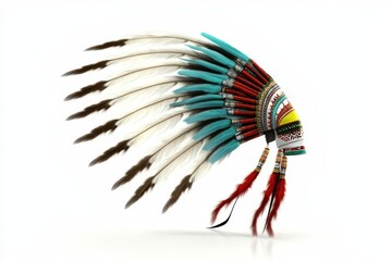 Vibrant Indian Headdress Illustration with Clear Background