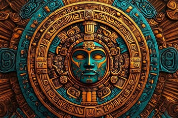 Obraz premium Unique artistic backdrop featuring traditional Mayan motifs.