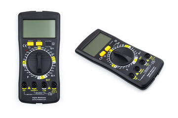 Digital multimeter isolated on white background