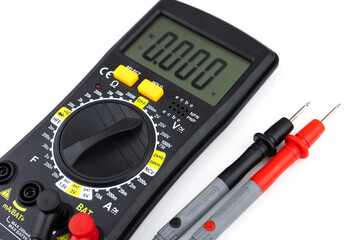 Digital multimeter isolated on white background