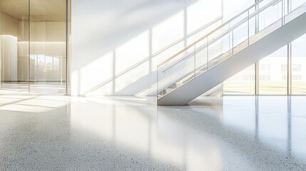 Obraz premium Modern Minimalist Interior Showcasing Sleek White Staircase