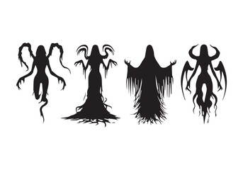 Horror ghost vector Scary character Ghost silhouette