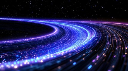 Obraz premium Vibrant Light Trails in a Starry Night Sky with Colorful Particles