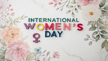 International Women's Day floral greeting card design