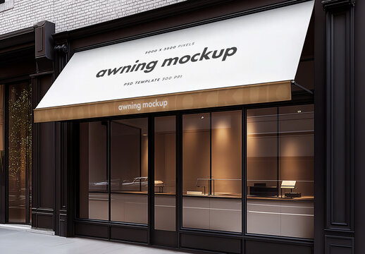 Shop Awning Mockup for Creative Design and Branding Projects