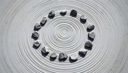 Obraz premium Japanese Zen Rock Garden with Raked Sand and Stones