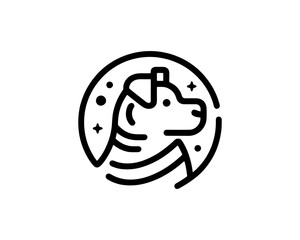 Minimal Line Art Dog Outline Logo Design Icon Symbol Vector Template