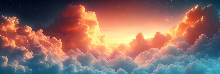 Fototapeta premium A pastel-based gradient mesh blending cool sky tones into soft peach hues.