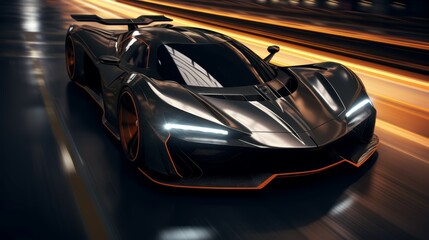 Photo of a hypercar speeding background Created with Generative AI technology