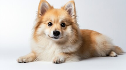 Adorable Pomeranian Puppy Posing for a Studio Shot