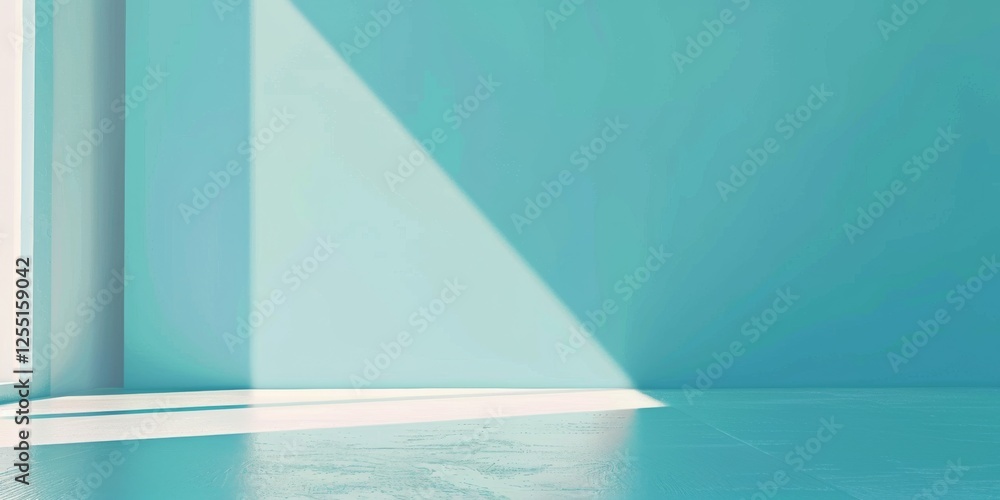 Poster a crisp minimalist design with a clear, light cyan background, sharp edges and delicate hues
