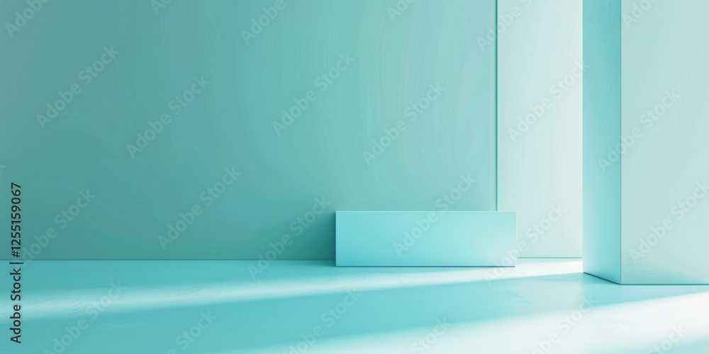 Poster a crisp minimalist design with a clear, light cyan background, sharp edges and delicate hues