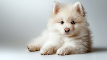 Obraz premium Adorable Fluffy Puppy: A Cream-Colored Canine