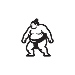 Sumo fight silhouette vector illustration