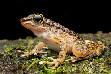 Obraz premium Detailed Close-Up of a Colorful Frog on Moss