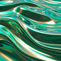 abstract chrome green background with waves