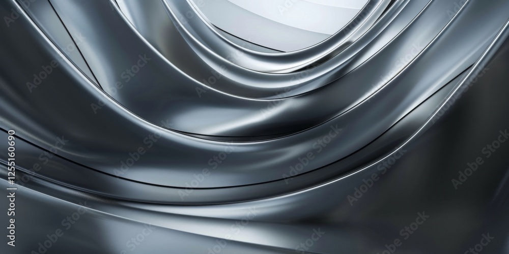 Poster a futuristic minimalist concept with a sleek metallic background, minimalist shapes and metallic tex